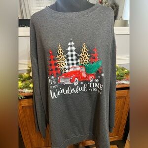 Christmas Gray Holiday Women’s Sweatshirt with Red Truck Design